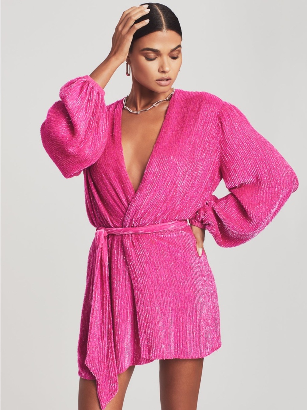 Retrofete Gabriella Sequin Robe - Pink Size M